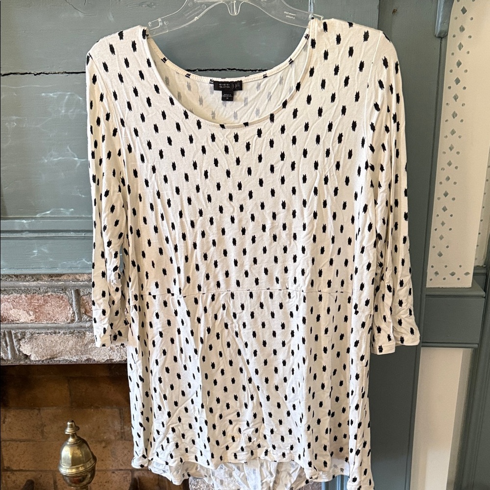 J. Jill Women's White and Black Polka Dot Top
